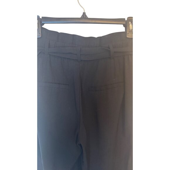 ZARA TRF Size Small Black Cinch-Waist Pants Tie Belt Side Pockets & Cuffed Hem - Picture 9 of 14